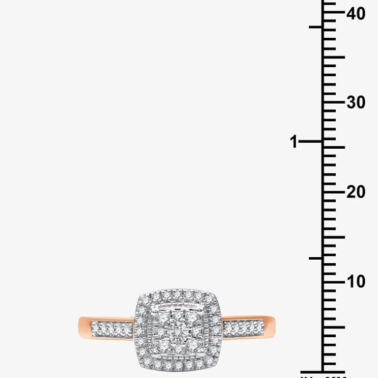I Said Yes (H-I / I1) Womens 1/4 CT. T.W. Lab Grown White Diamond Sterling Silver Side Stone Halo Engagement Ring