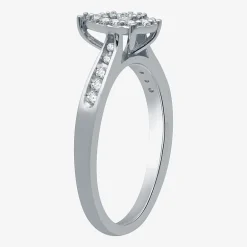 I Said Yes (H-I / I1) Womens 3/8 CT. T.W. Lab Grown White Diamond Sterling Silver Pear Side Stone Halo Bridal Set