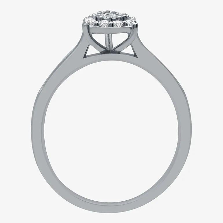 I Said Yes (H-I / I1) Womens 3/8 CT. T.W. Lab Grown White Diamond Sterling Silver Pear Side Stone Halo Bridal Set