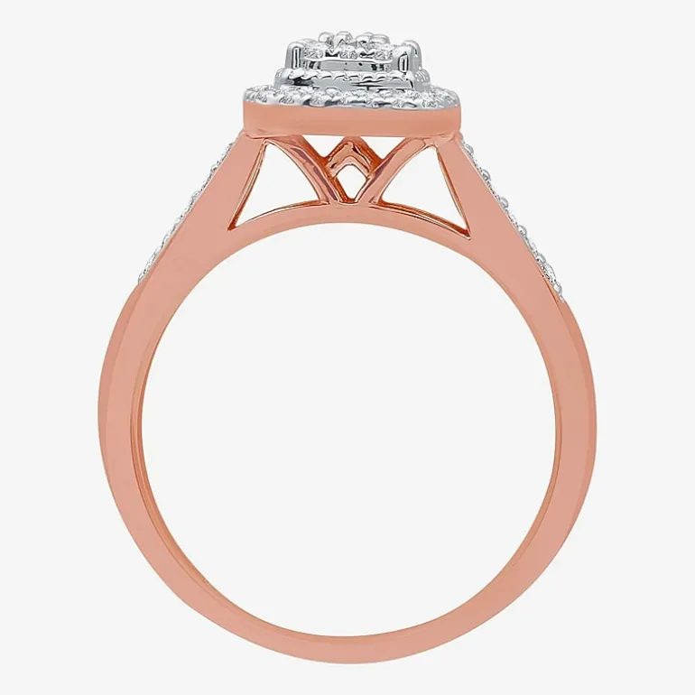 I Said Yes (H-I / I1) Womens 1/4 CT. T.W. Lab Grown White Diamond Sterling Silver Side Stone Halo Engagement Ring