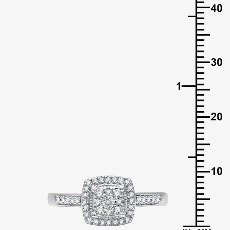 I Said Yes (H-I / I1) Womens 1/4 CT. T.W. Lab Grown White Diamond Sterling Silver Side Stone Halo Engagement Ring