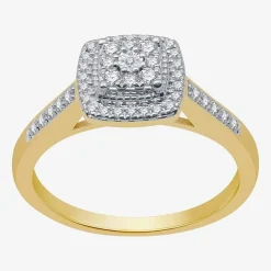 I Said Yes (H-I / I1) Womens 1/4 CT. T.W. Lab Grown White Diamond Sterling Silver Side Stone Halo Engagement Ring