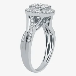 I Said Yes (H-I / I1) Womens 3/4 CT. T.W. Lab Grown White Diamond Sterling Silver Cushion Side Stone Halo Bridal Set
