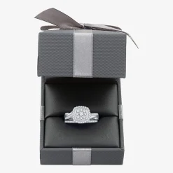 I Said Yes (H-I / I1) Womens 3/4 CT. T.W. Lab Grown White Diamond Sterling Silver Cushion Side Stone Halo Bridal Set