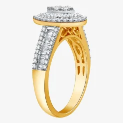 I Said Yes (H-I / I1) Womens 1 CT. T.W. Lab Grown White Diamond Sterling Silver or 14K Gold Over Silver Pear Side Stone Halo Bridal Set
