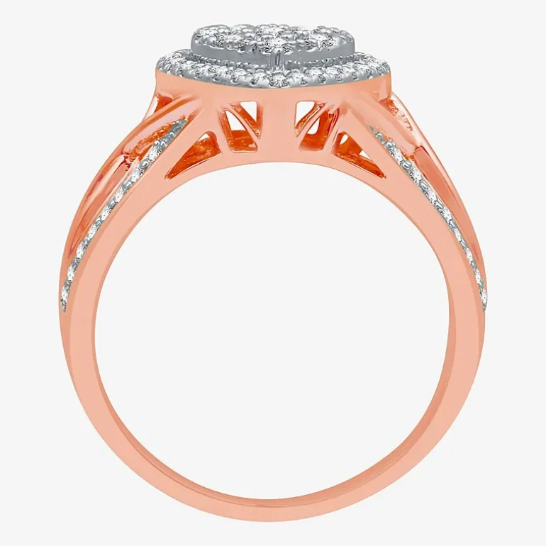 I Said Yes (H-I / I1) Womens 1/2 CT. T.W. Lab Grown White Diamond Sterling Silver Heart Side Stone Halo Engagement Ring