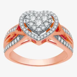 I Said Yes (H-I / I1) Womens 1/2 CT. T.W. Lab Grown White Diamond Sterling Silver Heart Side Stone Halo Engagement Ring