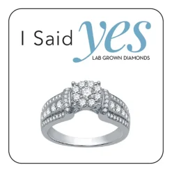 I Said Yes (H-I / I1) Womens 3/4 CT. T.W. Lab Grown White Diamond Sterling Silver or 14K Gold Over Silver Round Side Stone Engagement Ring