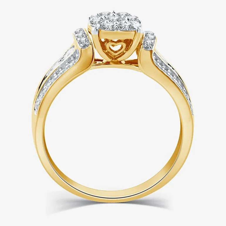 I Said Yes (H-I / I1) Womens 3/4 CT. T.W. Lab Grown White Diamond Sterling Silver or 14K Gold Over Silver Round Side Stone Engagement Ring