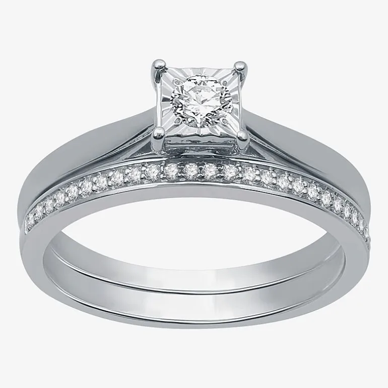 I Said Yes (H-I / I1) Womens 1/4 CT. T.W. Lab Grown White Diamond Sterling Silver Solitaire Bridal Set