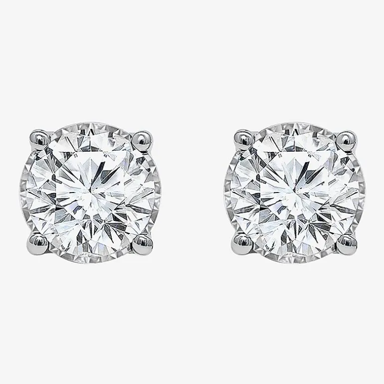 ( I/SI2 ) 2 CT. T.W. Lab-Grown Diamond Sterling Silver or 14K Gold over Silver Round Stud Earrings