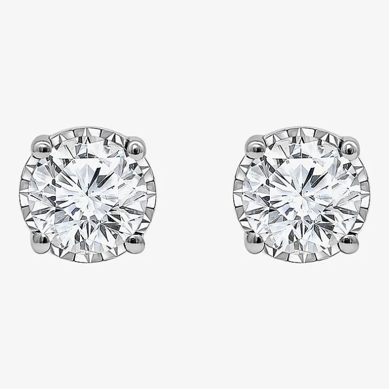 ( I/SI2 ) 1 CT. T.W. Lab-Grown Diamond Sterling Silver or 14K Gold over Silver Round Stud Earrings