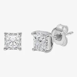 ( I/SI2 ) 1 CT. T.W. Lab-Grown Diamond Sterling Silver or 14K Gold over Silver Princess Stud Earrings