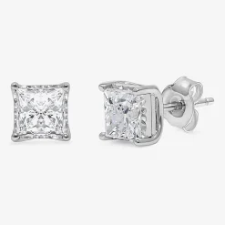 ( I/Si2 ) 2 CT. T.W. Lab-Grown Diamond Sterling Silver or 14K Gold over Silver Princess Stud Earrings