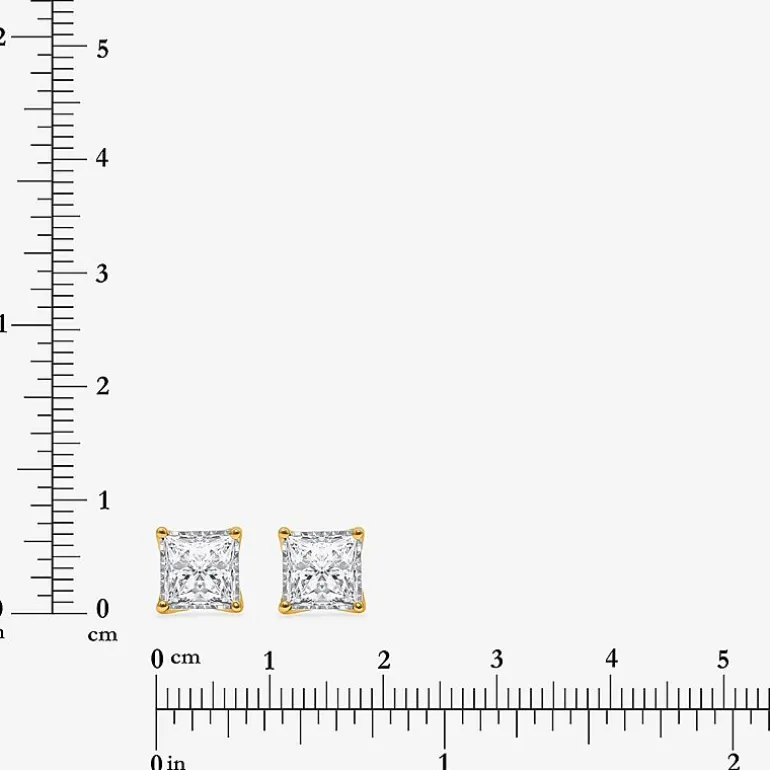 ( I/Si2 ) 2 CT. T.W. Lab-Grown Diamond Sterling Silver or 14K Gold over Silver Princess Stud Earrings