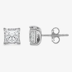 ( I/Si2 ) 2 CT. T.W. Lab-Grown Diamond Sterling Silver or 14K Gold over Silver Princess Stud Earrings