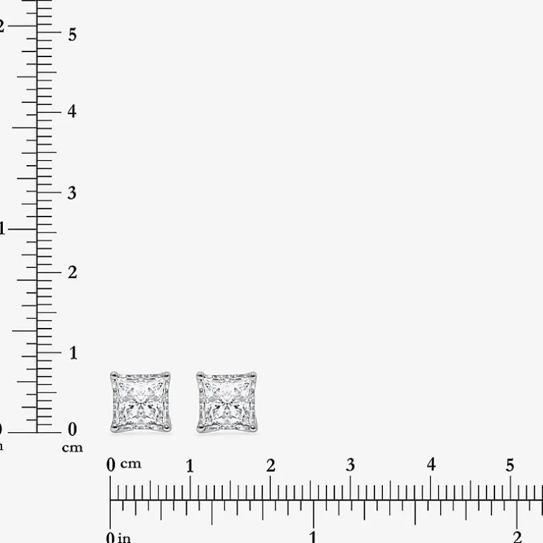 ( I/Si2 ) 2 CT. T.W. Lab-Grown Diamond Sterling Silver or 14K Gold over Silver Princess Stud Earrings