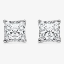 ( I/Si2 ) 2 CT. T.W. Lab-Grown Diamond Sterling Silver or 14K Gold over Silver Princess Stud Earrings