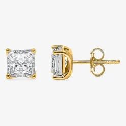 ( I/Si2 ) 2 CT. T.W. Lab-Grown Diamond Sterling Silver or 14K Gold over Silver Princess Stud Earrings