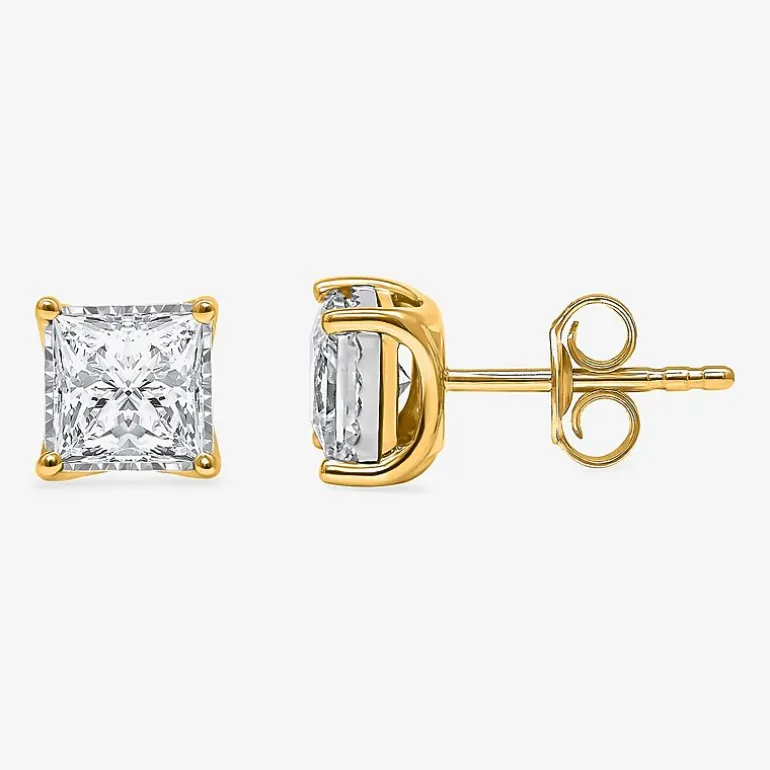 ( I/Si2 ) 2 CT. T.W. Lab-Grown Diamond Sterling Silver or 14K Gold over Silver Princess Stud Earrings