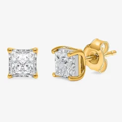 (I/Si2) 1-1/2 CT. T.W. Lab-Grown Diamond Sterling Silver or 14K Gold over Silver Princess Stud Earrings