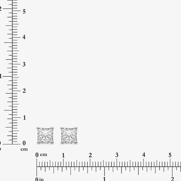 (I/Si2) 1-1/2 CT. T.W. Lab-Grown Diamond Sterling Silver or 14K Gold over Silver Princess Stud Earrings