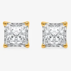 (I/Si2) 1-1/2 CT. T.W. Lab-Grown Diamond Sterling Silver or 14K Gold over Silver Princess Stud Earrings