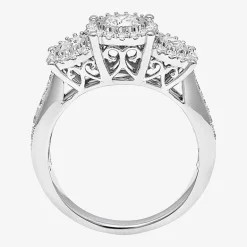 (I / SI2) Love Lives Forever Womens 1 CT. T.W. Lab Grown White Diamond 10K or 14K White Gold Round 3-Stone Engagement Ring