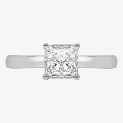 (I / Si2) Womens 1 CT. Lab Grown White Diamond Sterling Silver Solitaire Engagement Ring