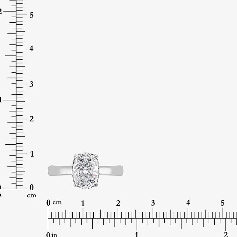 (I / Si2) Womens 2 CT. Lab Grown White Diamond Cushion Solitaire Engagement Ring