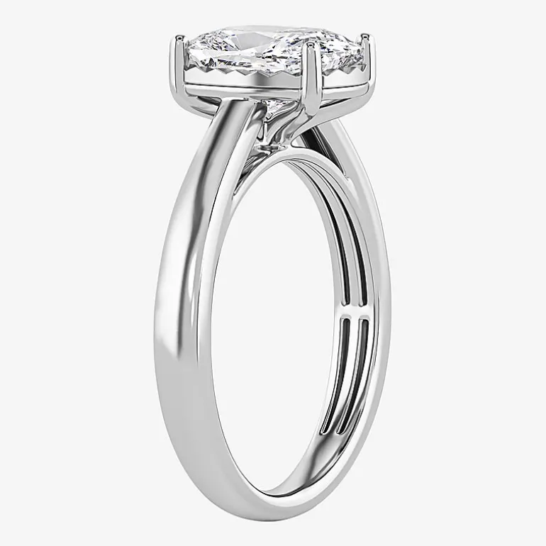(I / Si2) Womens 2 CT. Lab Grown White Diamond Cushion Solitaire Engagement Ring