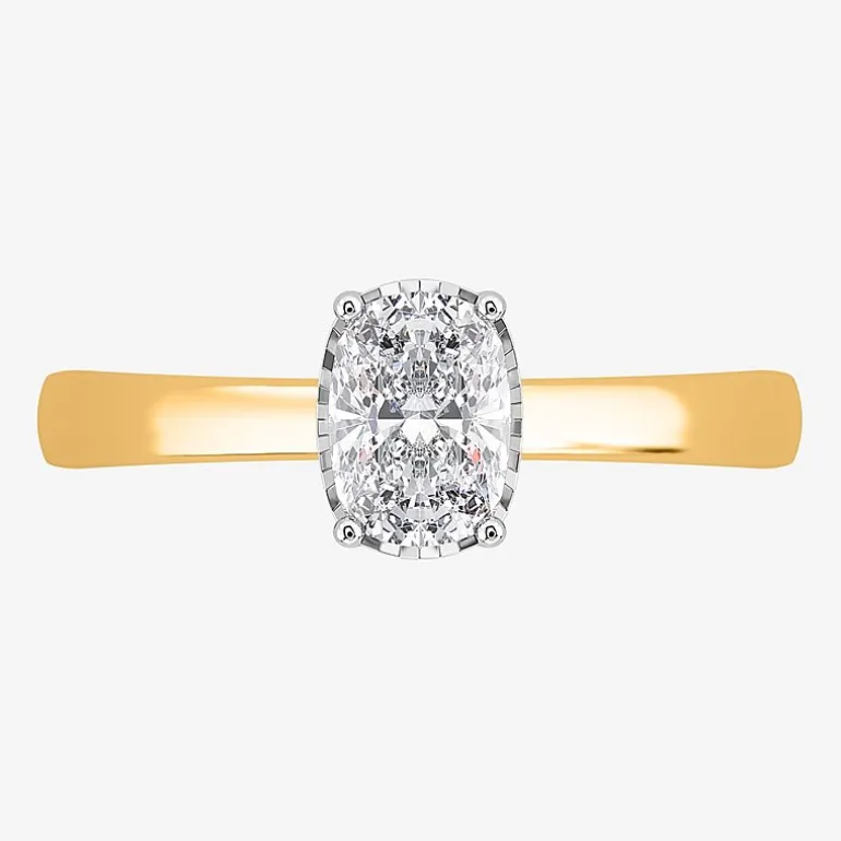 (I / Si2) Womens 1 CT. Lab Grown White Diamond Sterling Silver Cushion Solitaire Engagement Ring