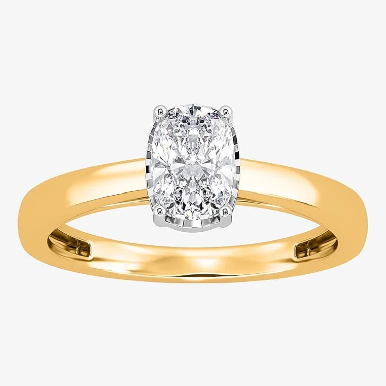 (I / Si2) Womens 1 CT. Lab Grown White Diamond Sterling Silver Cushion Solitaire Engagement Ring