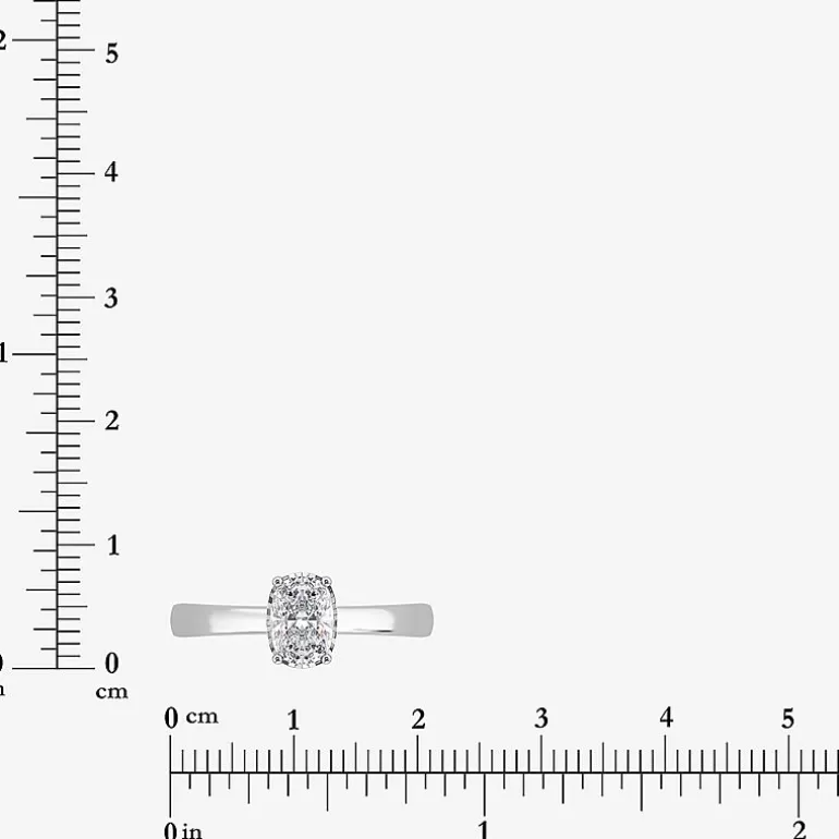 (I / Si2) Womens 1 CT. Lab Grown White Diamond Sterling Silver Cushion Solitaire Engagement Ring