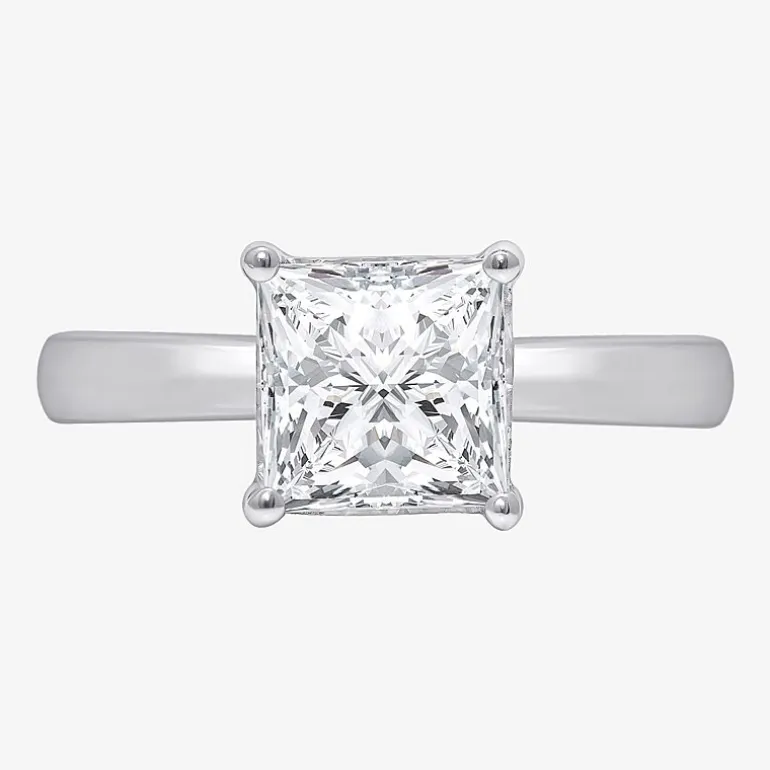 (I / Si2) Womens 2 CT. Lab Grown White Diamond Solitaire Engagement Ring