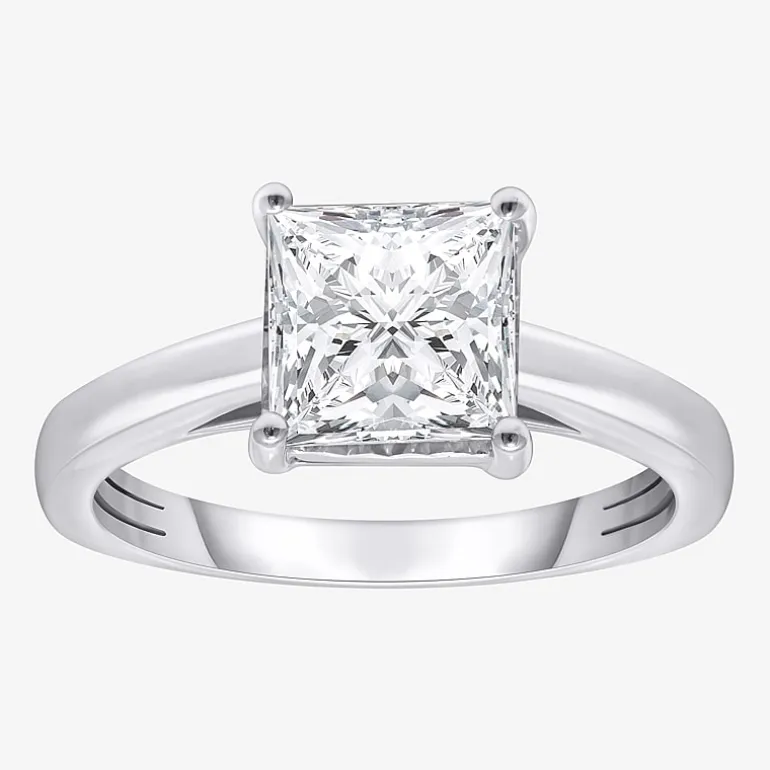 (I / Si2) Womens 2 CT. Lab Grown White Diamond Solitaire Engagement Ring