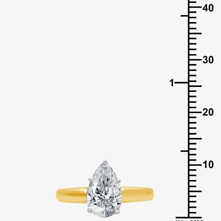 (I / SI2) Womens 2 CT. Lab-Grown White Diamond 14K Gold Pear Solitaire Engagement Ring