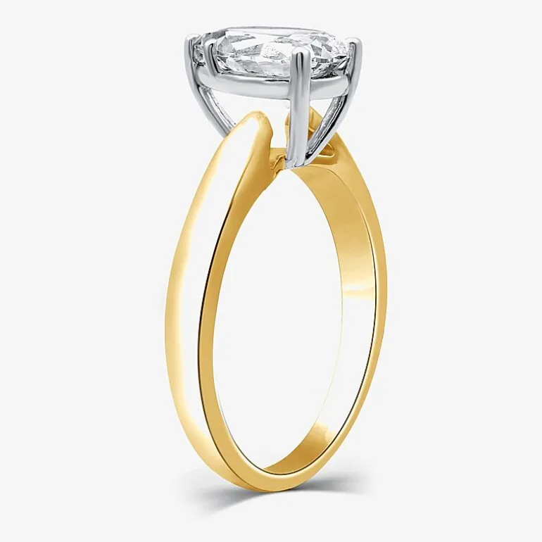 (I / SI2) Womens 2 CT. Lab-Grown White Diamond 14K Gold Pear Solitaire Engagement Ring