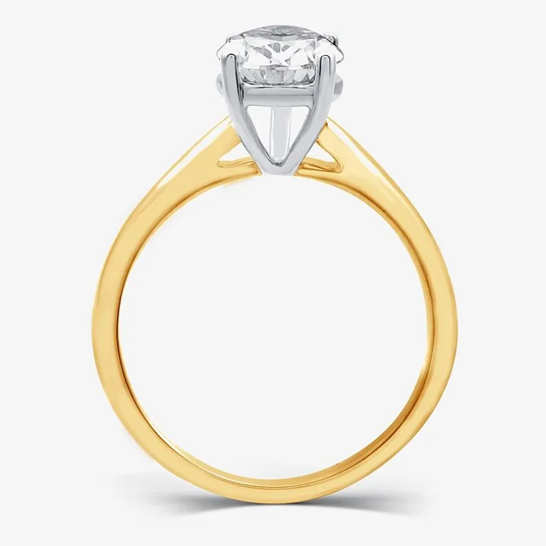 (I / SI2) Womens 2 CT. Lab-Grown White Diamond 14K Gold Pear Solitaire Engagement Ring