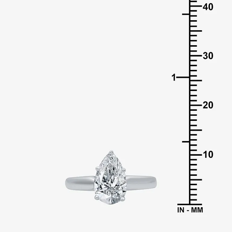 (I / SI2) Womens 2 CT. Lab-Grown White Diamond 14K Gold Pear Solitaire Engagement Ring