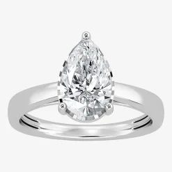 (I / Si2) Womens 2 CT. Lab Grown White Diamond Pear Solitaire Engagement Ring