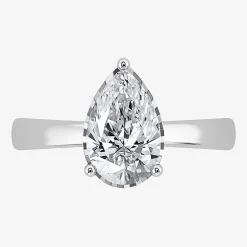 (I / Si2) Womens 2 CT. Lab Grown White Diamond Pear Solitaire Engagement Ring