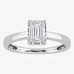 (I / Si2) Womens 1 CT. Lab Grown White Diamond Sterling Silver Solitaire Engagement Ring