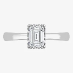 (I / Si2) Womens 1 CT. Lab Grown White Diamond Sterling Silver Solitaire Engagement Ring