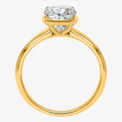 (I / Si2) Womens 3 CT. Lab Grown White Diamond 14K Gold Cushion Solitaire Engagement Ring