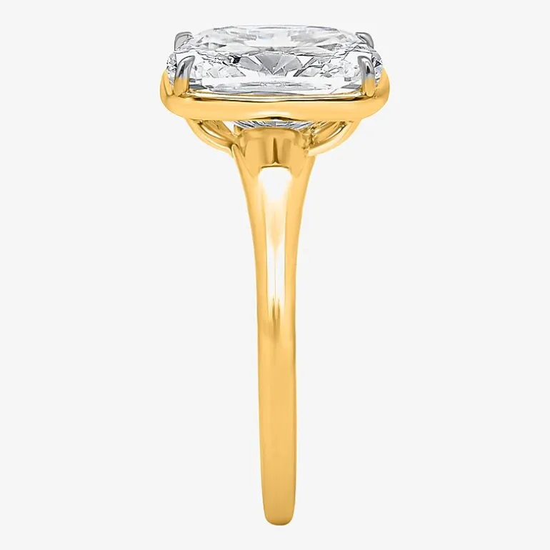 (I / Si2) Womens 3 CT. Lab Grown White Diamond 14K Gold Cushion Solitaire Engagement Ring