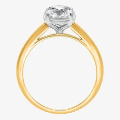 (I / Si2) Womens 2 CT. Lab Grown White Diamond Oval Solitaire Side Stone Engagement Ring