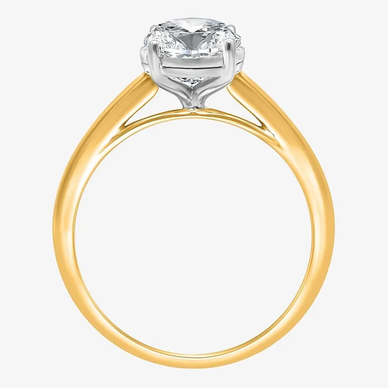 (I / Si2) Womens 2 CT. Lab Grown White Diamond Oval Solitaire Side Stone Engagement Ring