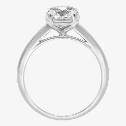 (I / Si2) Womens 2 CT. Lab Grown White Diamond Oval Solitaire Side Stone Engagement Ring