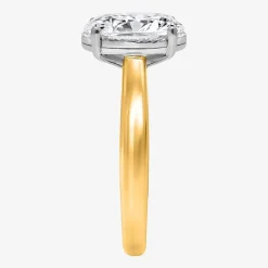(I / Si2) Womens 2 CT. Lab Grown White Diamond Oval Solitaire Side Stone Engagement Ring